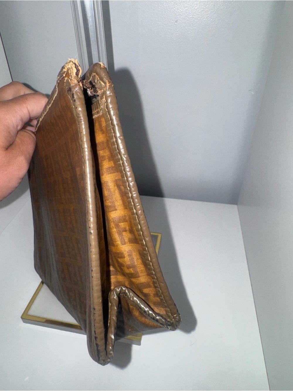 Vintage Fendi Brown Zucca Logo Toiletry Pouch - Picture 7 of 8